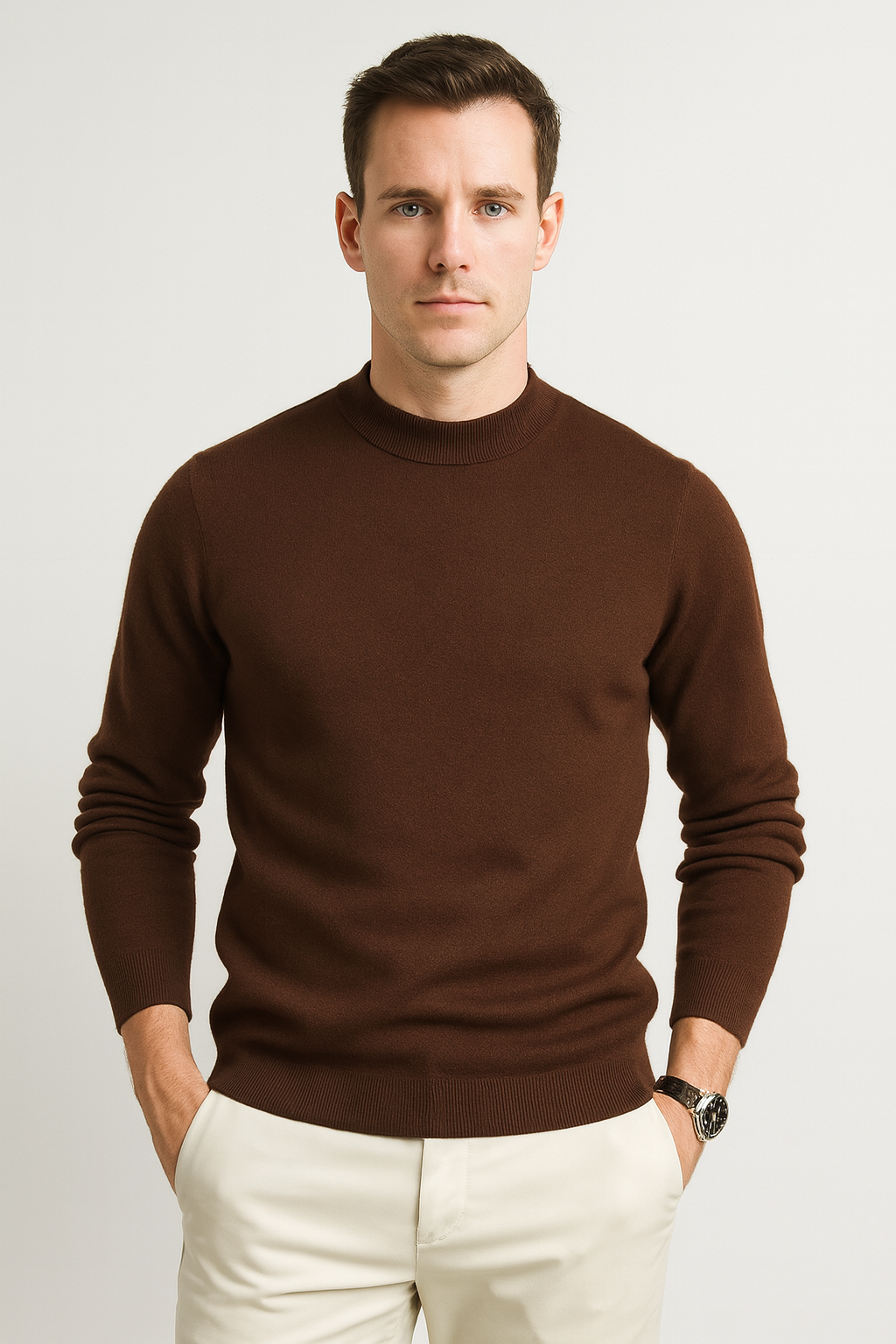 Ribbed Crew Neck Pullover Sweater for Men | Casual Everyday Layering