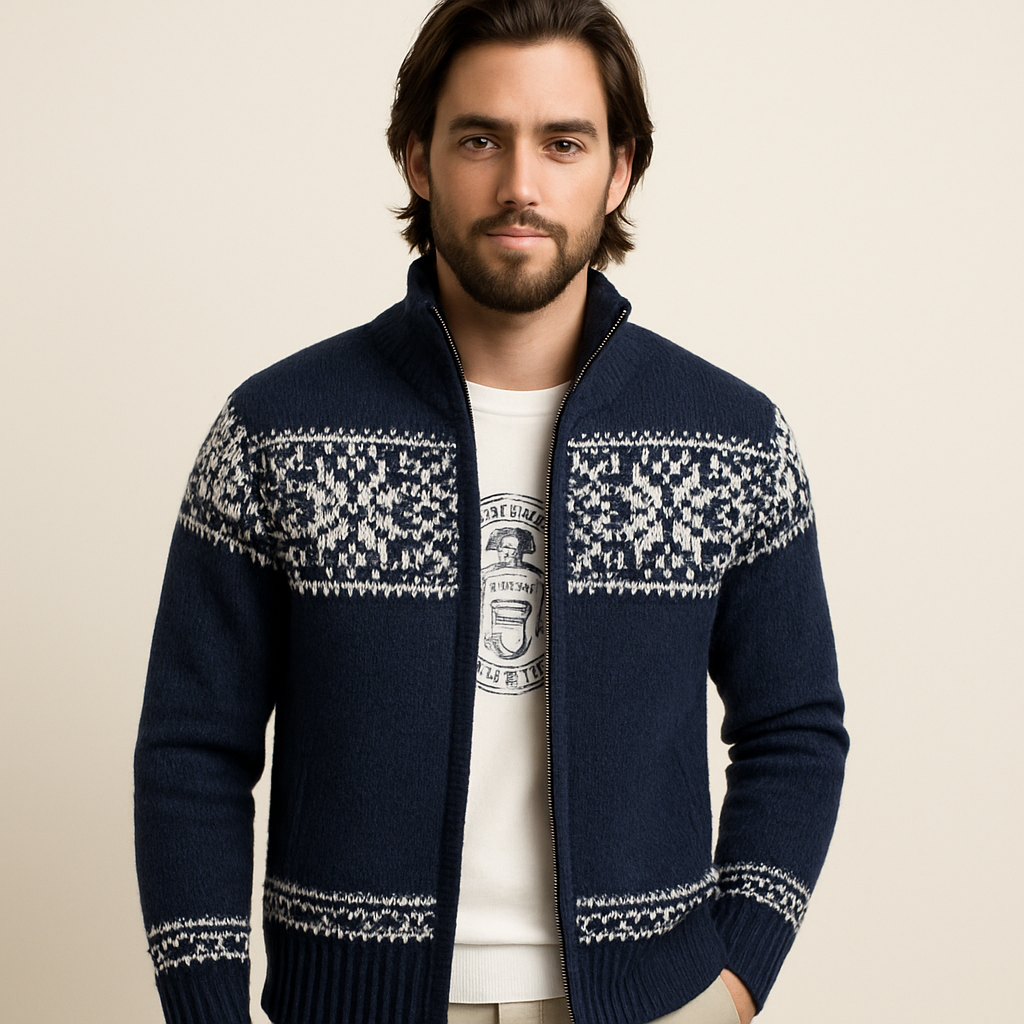 Men's Sweater | Regular Fit Long Sleeve Snowflake Pattern Winter Clothing