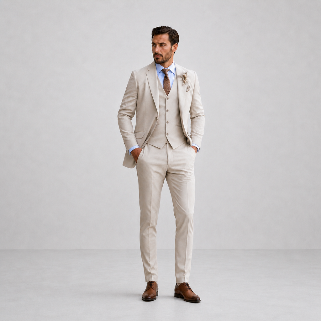 Slim Fit Three Piece Suit for Men | Blazer Vest and Pants Business Set