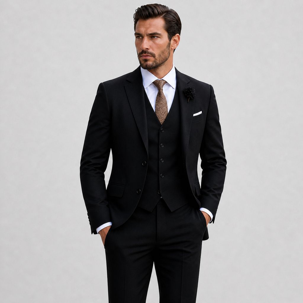 Slim Fit Three Piece Suit for Men | Blazer Vest and Pants Business Set