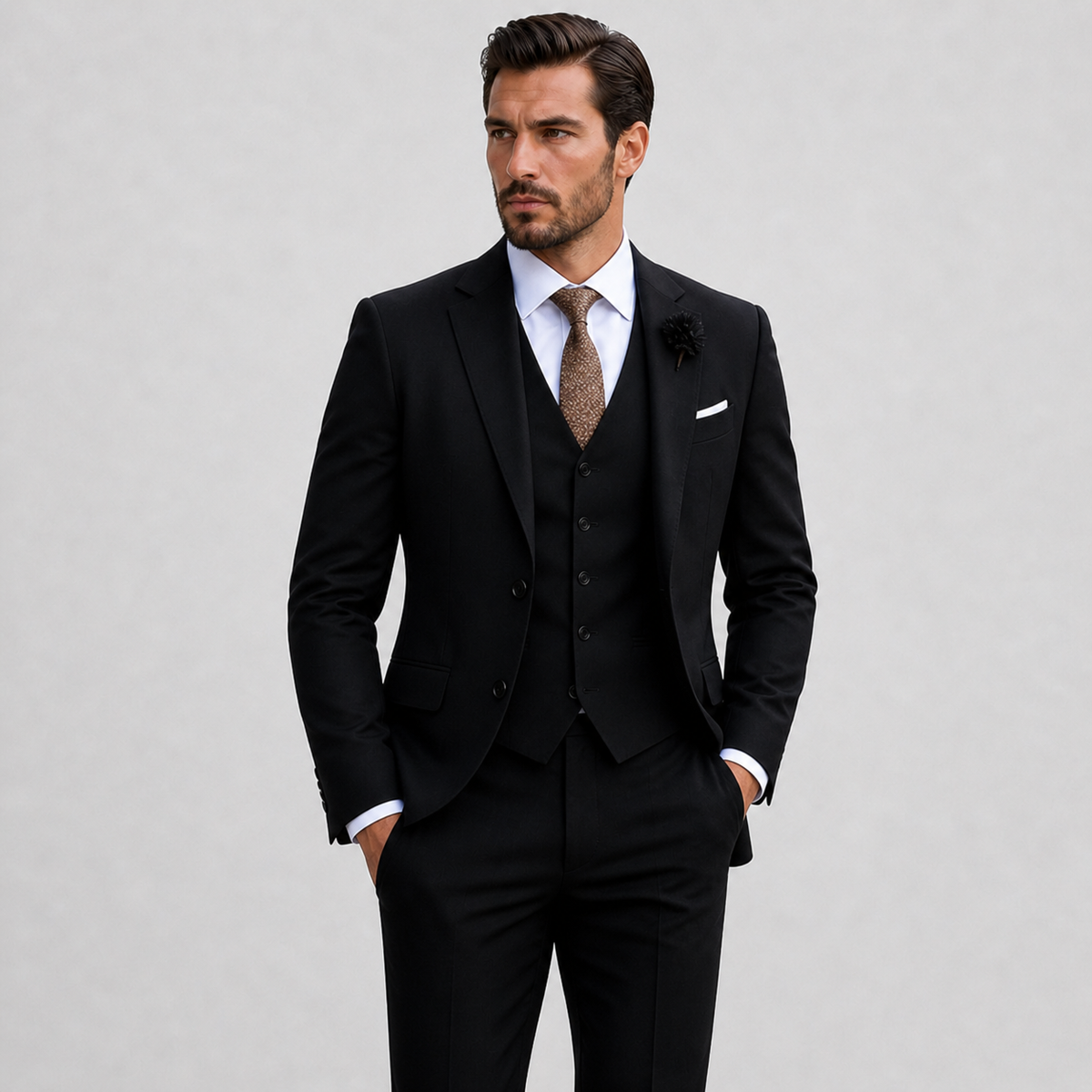 Slim Fit Three Piece Suit for Men | Blazer Vest and Pants Business Set
