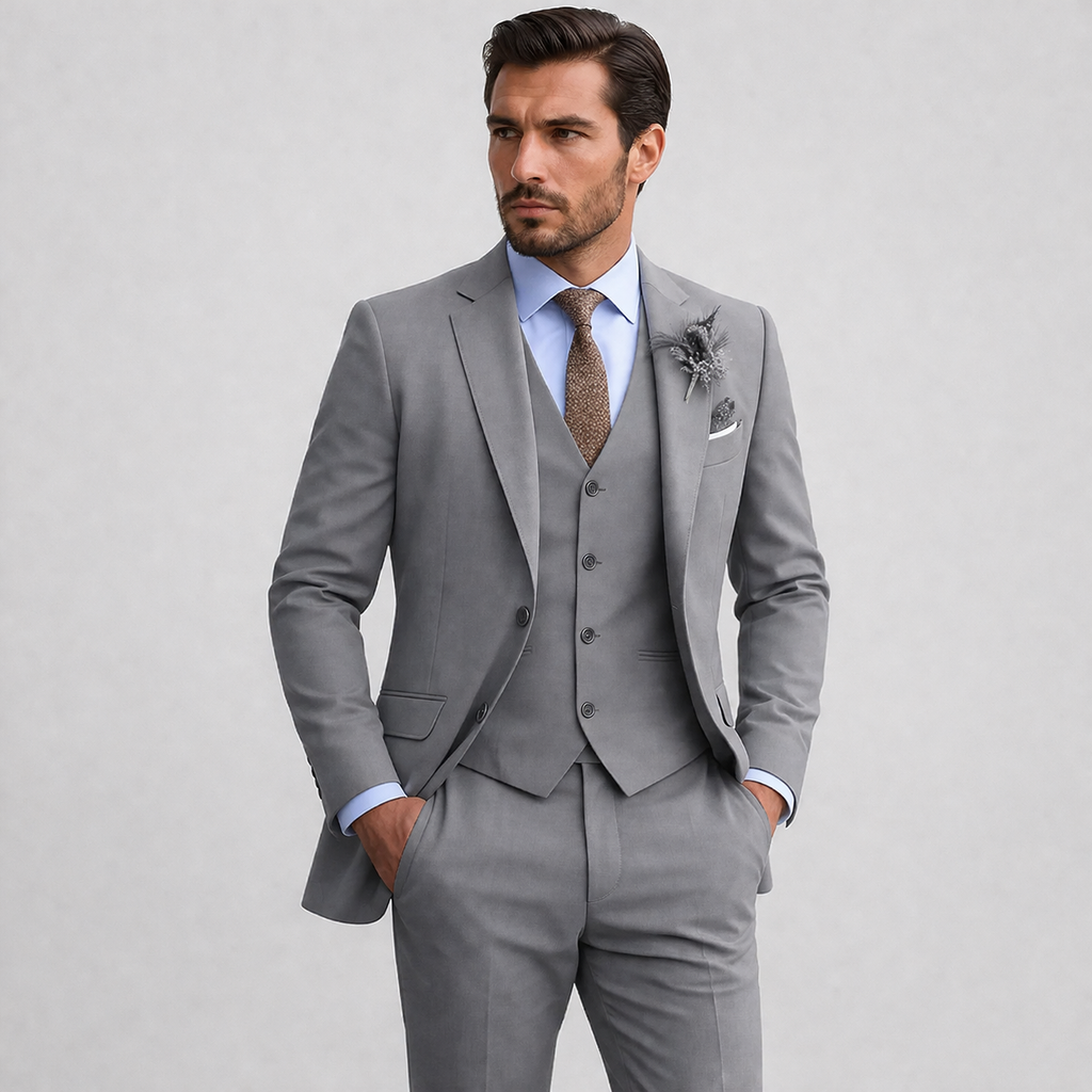 Slim Fit Three Piece Suit for Men | Blazer Vest and Pants Business Set