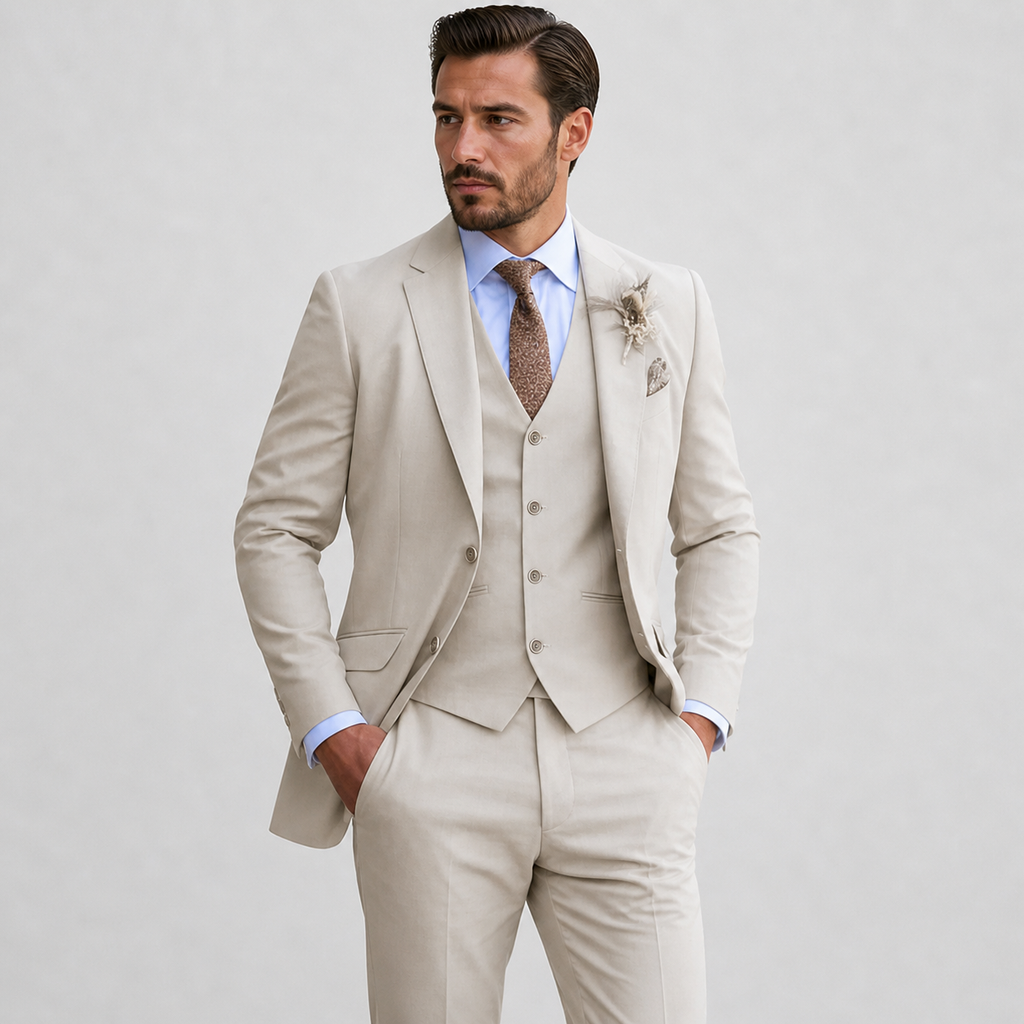 Slim Fit Three Piece Suit for Men | Blazer Vest and Pants Business Set