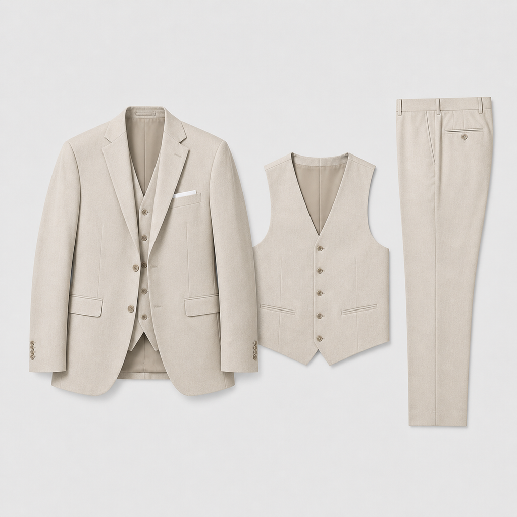 Slim Fit Three Piece Suit for Men | Blazer Vest and Pants Business Set