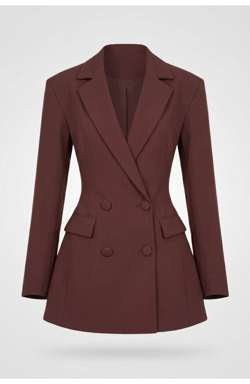 Fitted Deep V Neck Double Breasted Long Sleeve Blazer Dress for Women