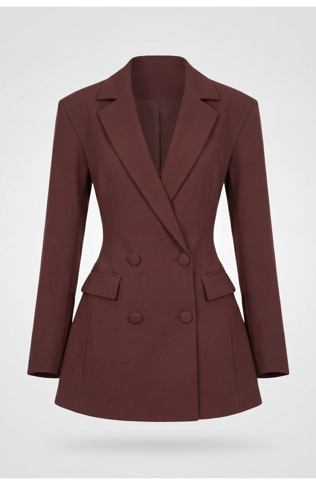 Fitted Deep V Neck Double Breasted Long Sleeve Blazer Dress for Women