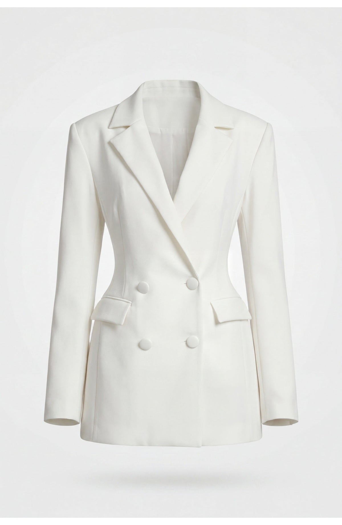 Fitted Deep V Neck Double Breasted Long Sleeve Blazer Dress for Women