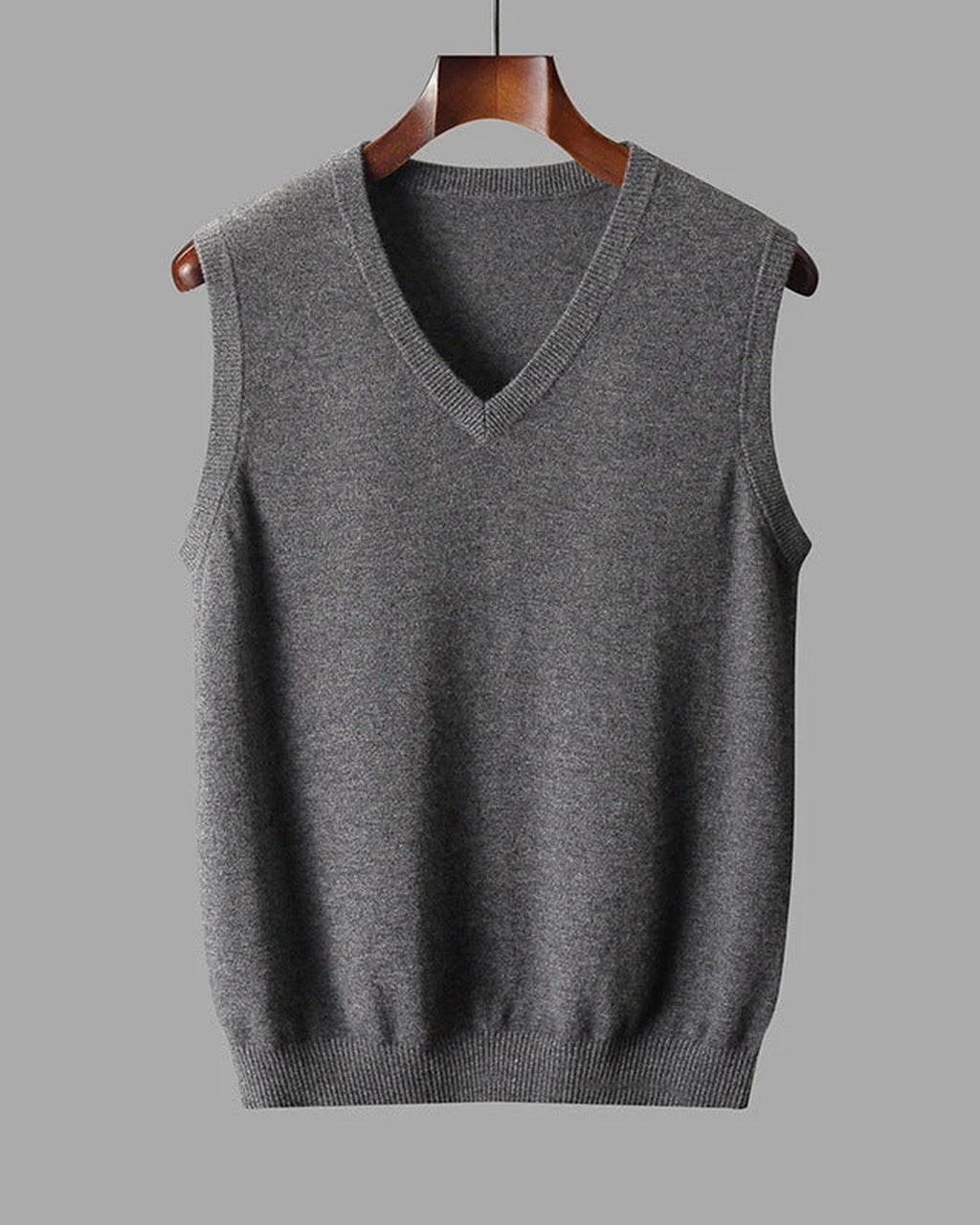 Ribbed Trim Fine Knit V-Neck Sleeveless Sweater Vest for Men
