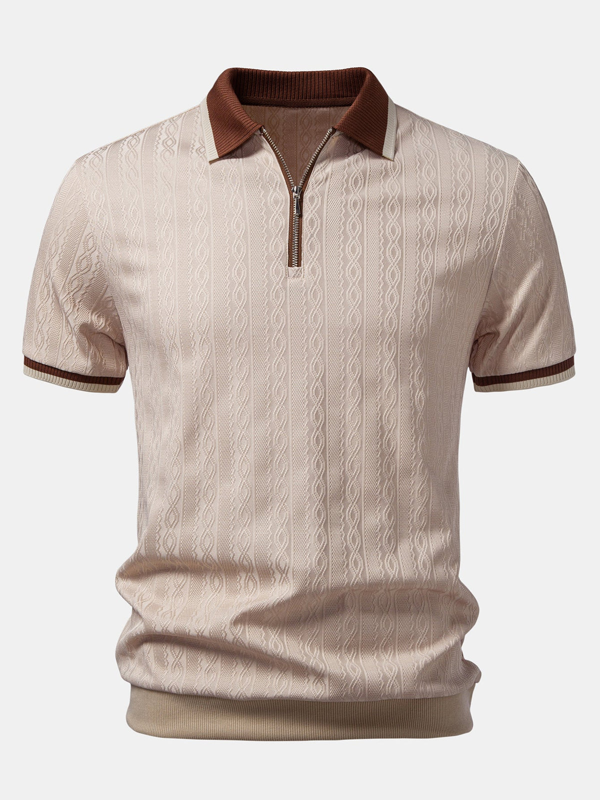 Textured Knit Quarter Zip Polo Shirt for Men | Tailored Fit