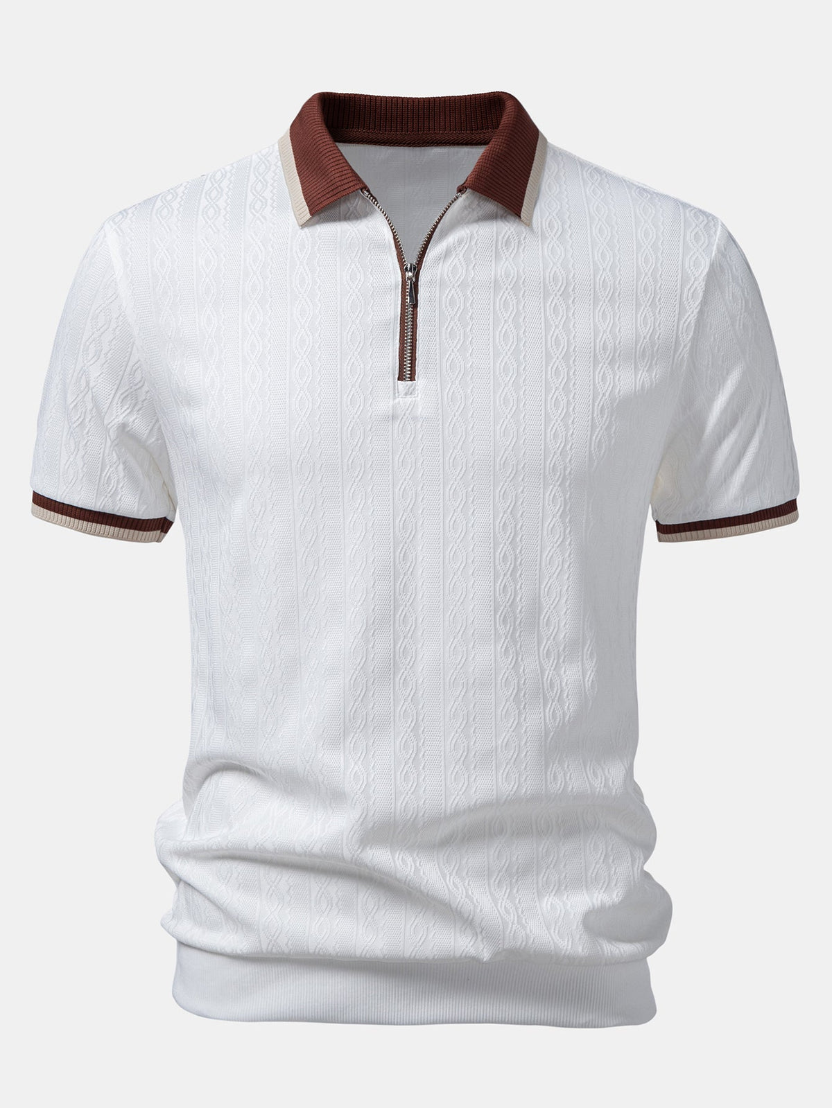 Textured Knit Quarter Zip Polo Shirt for Men | Tailored Fit