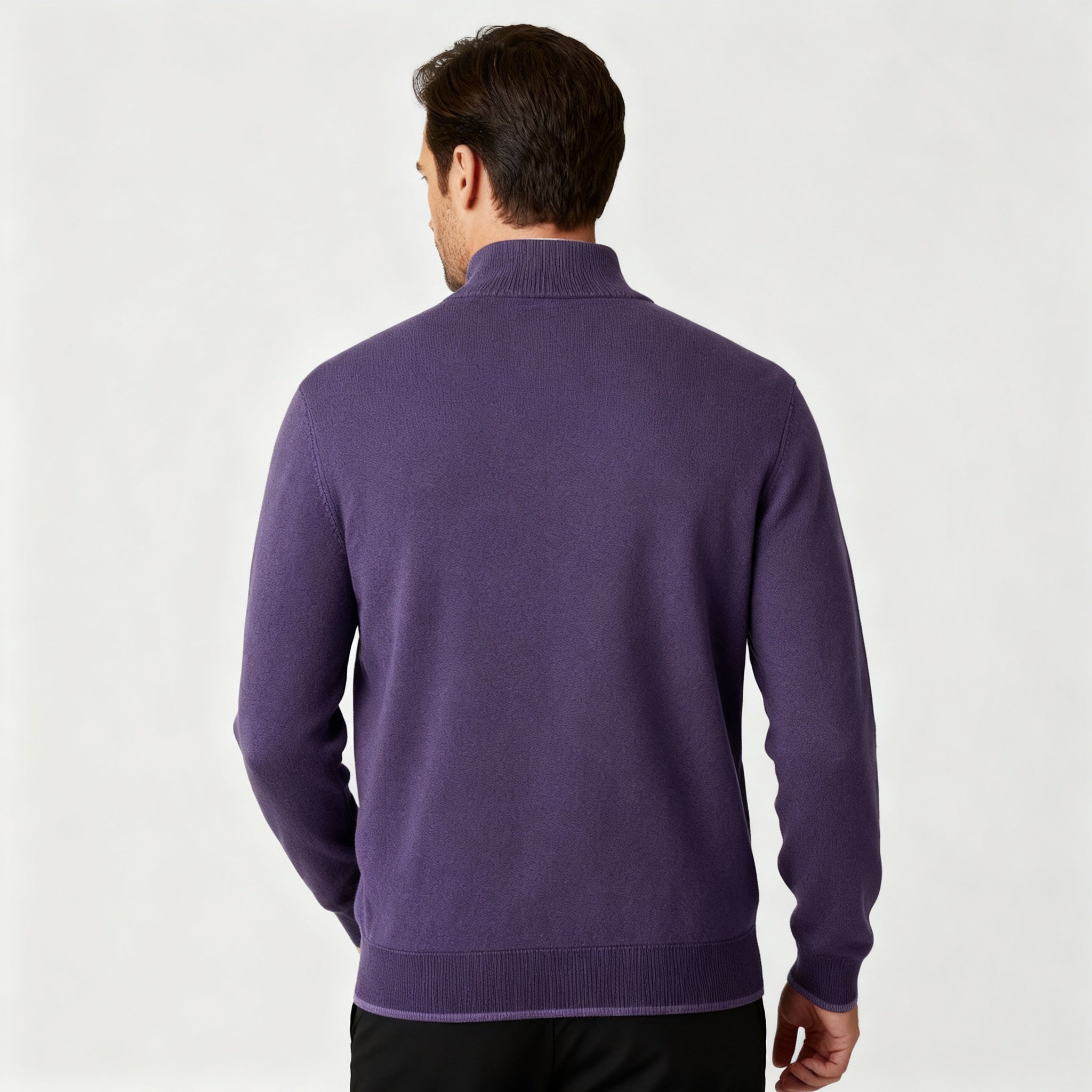 Men's Sweater | Knitted Sweater with V-Neck and Front Zipper