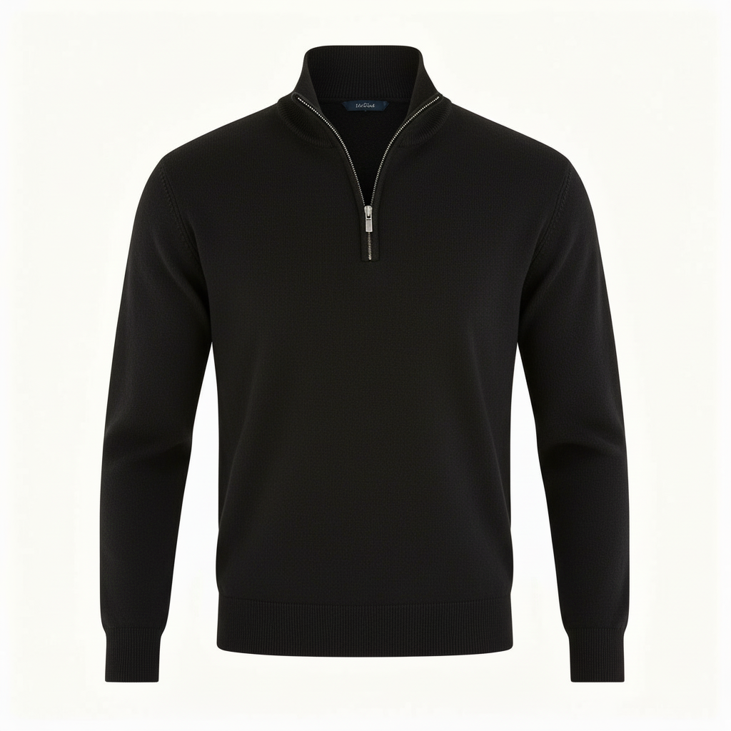 Men's Sweater | Knitted Sweater with V-Neck and Front Zipper
