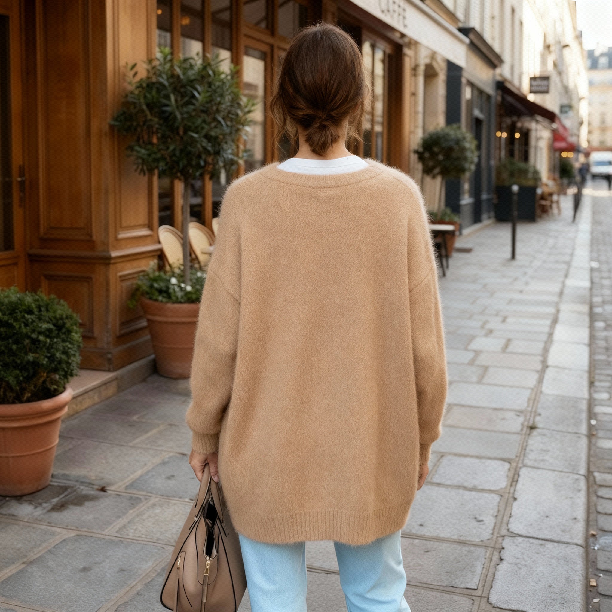 Women's Cardigan | Loose Fit Long Sleeve Round Neck