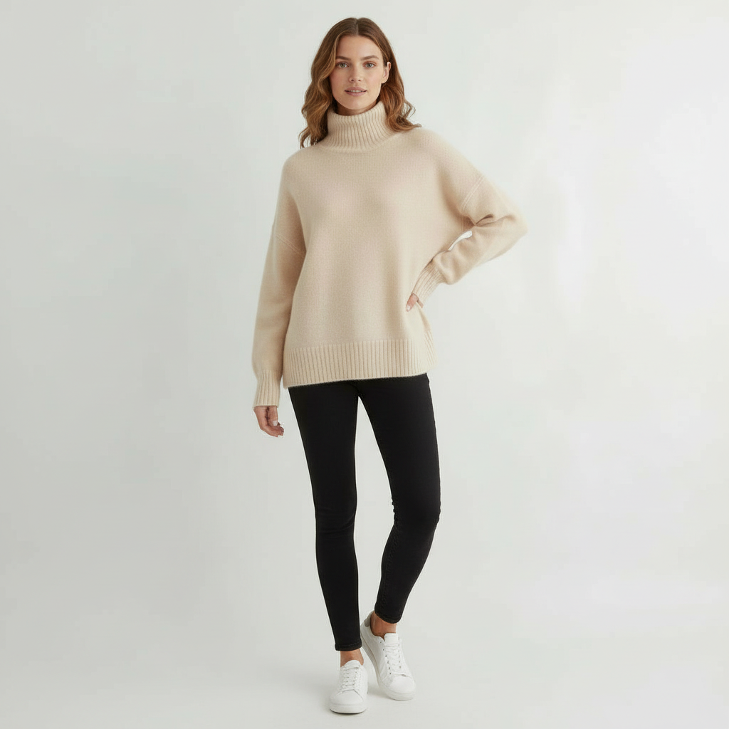 Women's Sweater | Long Sleeve Turtleneck Pullover Top Fit