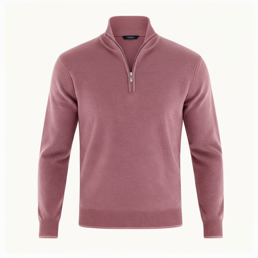 Men's Sweater | Knitted Sweater with V-Neck and Front Zipper
