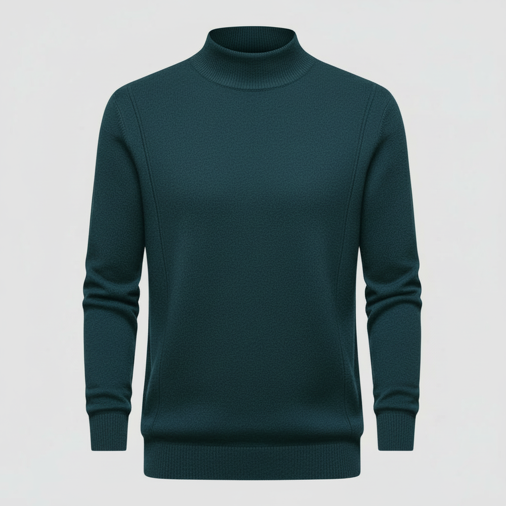 Knit Crew Neck Long Sleeve Pullover Sweater with Ribbed Cuffs for Men