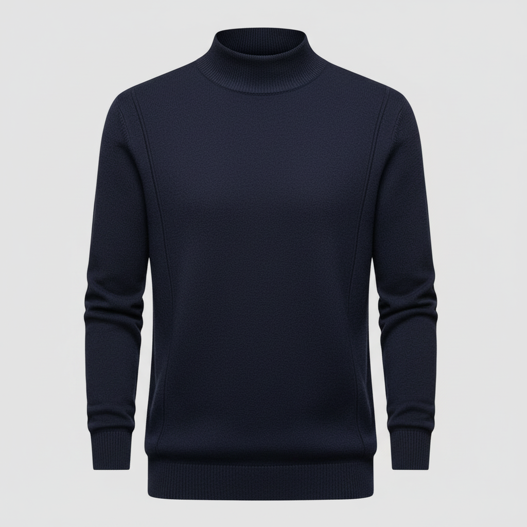 Knit Crew Neck Long Sleeve Pullover Sweater with Ribbed Cuffs for Men