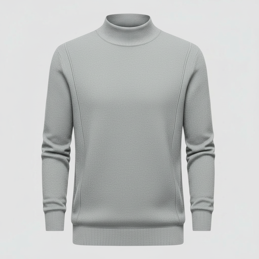 Knit Crew Neck Long Sleeve Pullover Sweater with Ribbed Cuffs for Men