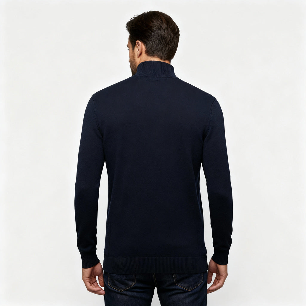 Knit Crew Neck Long Sleeve Pullover Sweater with Ribbed Cuffs for Men