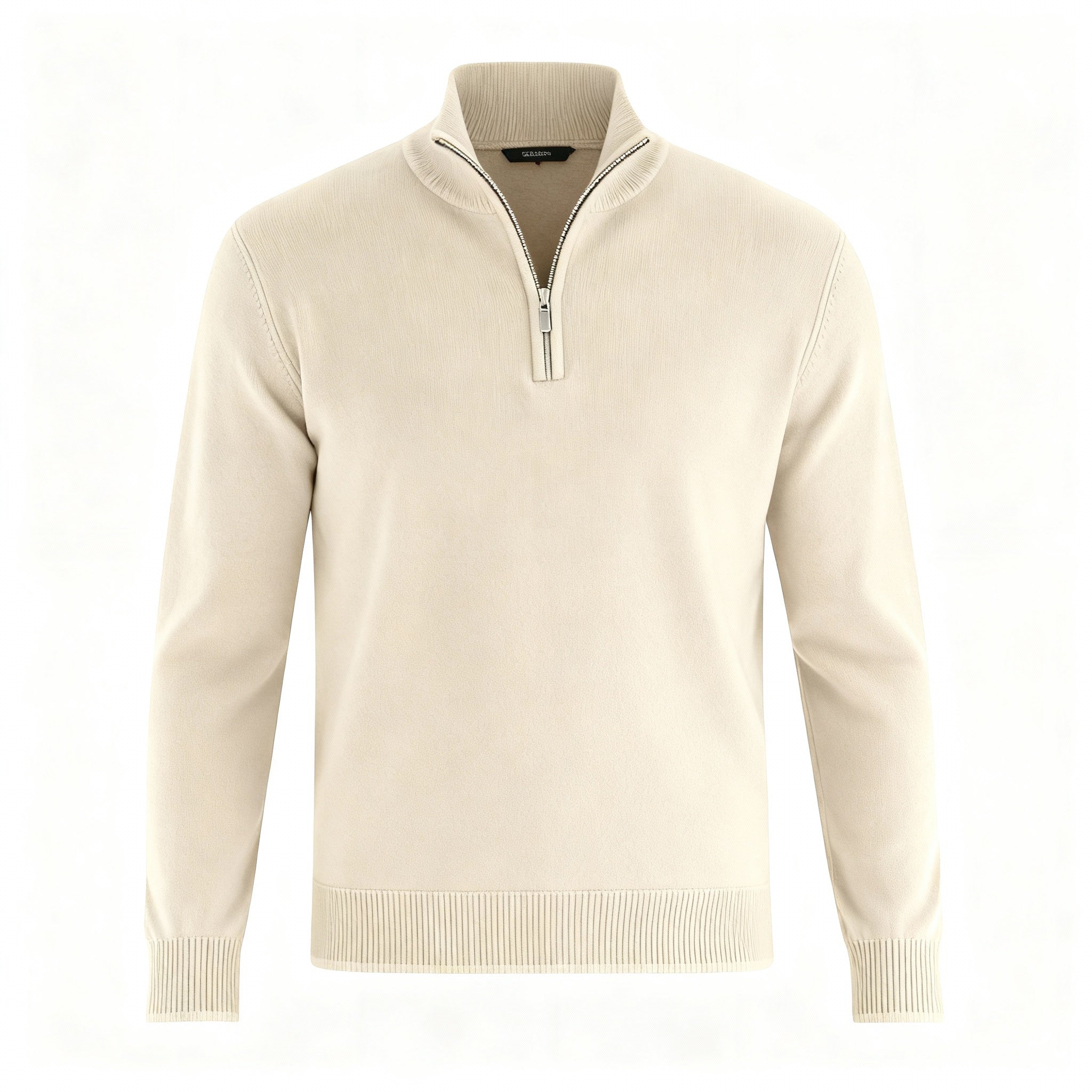 Men's Sweater | Knitted Sweater with V-Neck and Front Zipper
