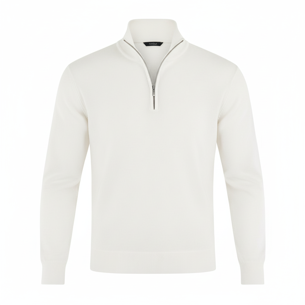 Men's Sweater | Knitted Sweater with V-Neck and Front Zipper