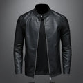 Black Zip Closure Motorcycle Jacket with Structured Collar for Men | Riding Wear