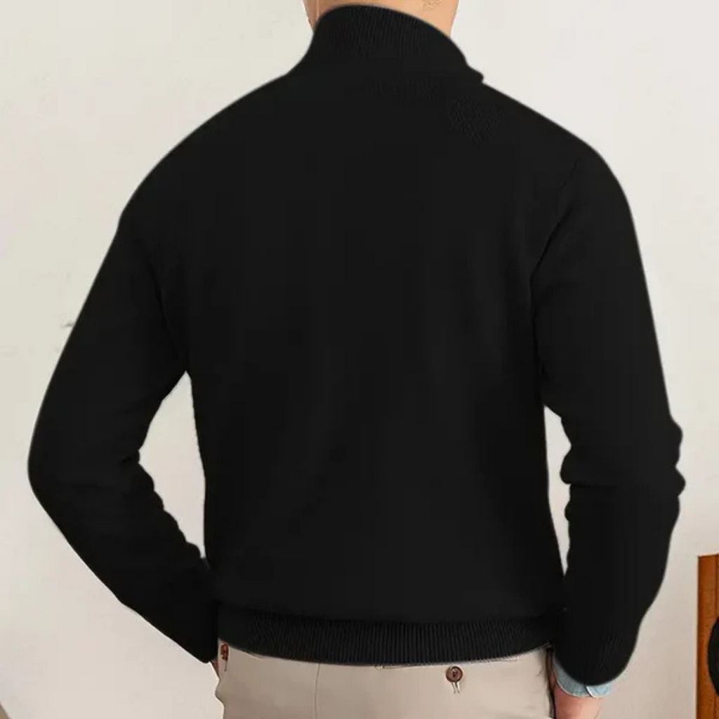 Men's Sweater | Half-Zip Design with High Collar