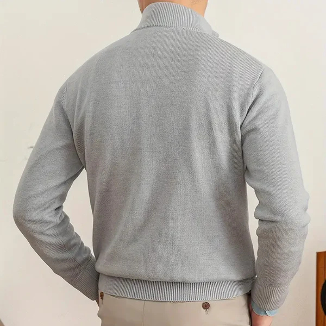 Men's Sweater | Half-Zip Design with High Collar