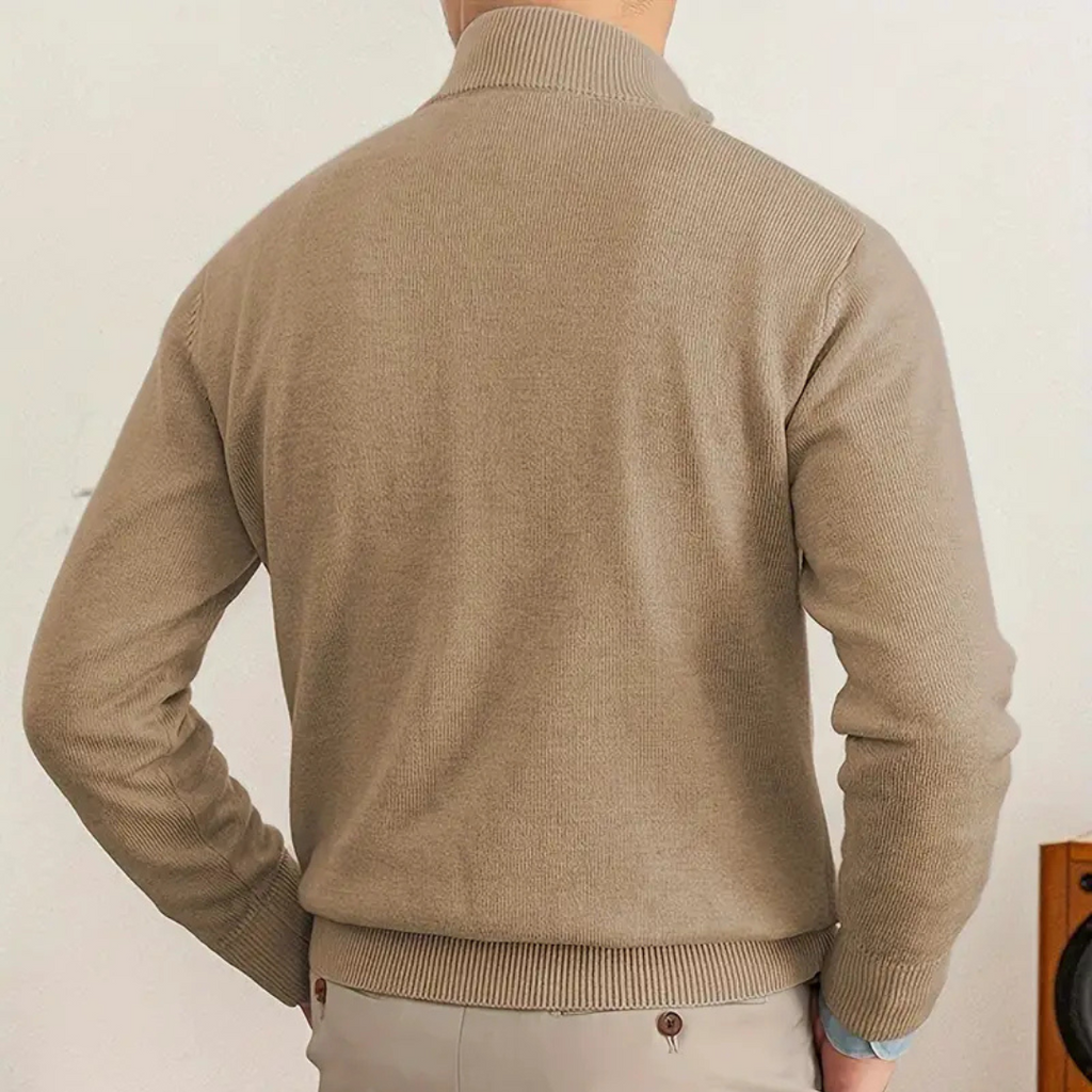 Men's Sweater | Half-Zip Design with High Collar
