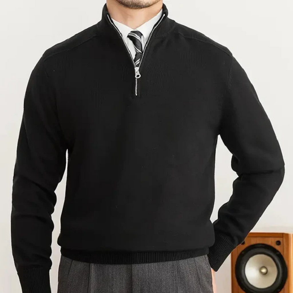 Men's Sweater | Half-Zip Design with High Collar