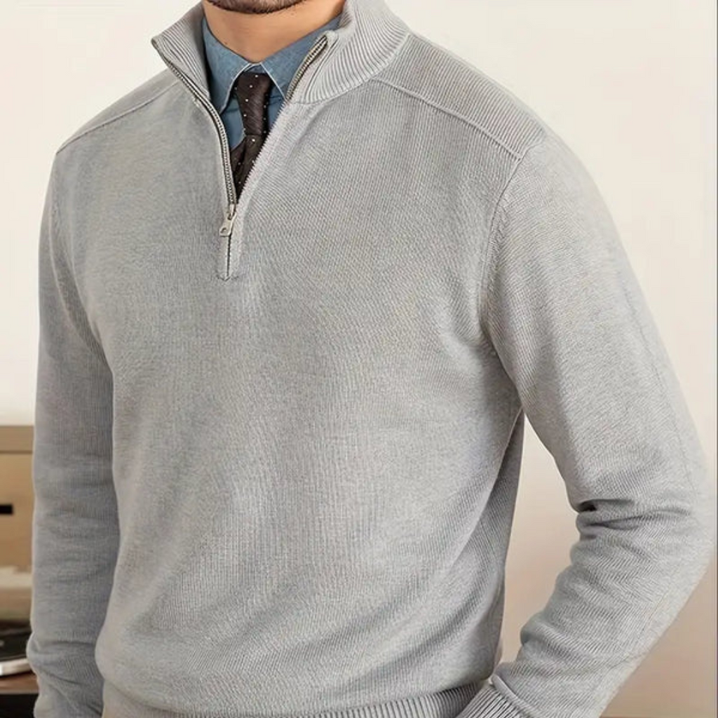 Men's Sweater | Half-Zip Design with High Collar