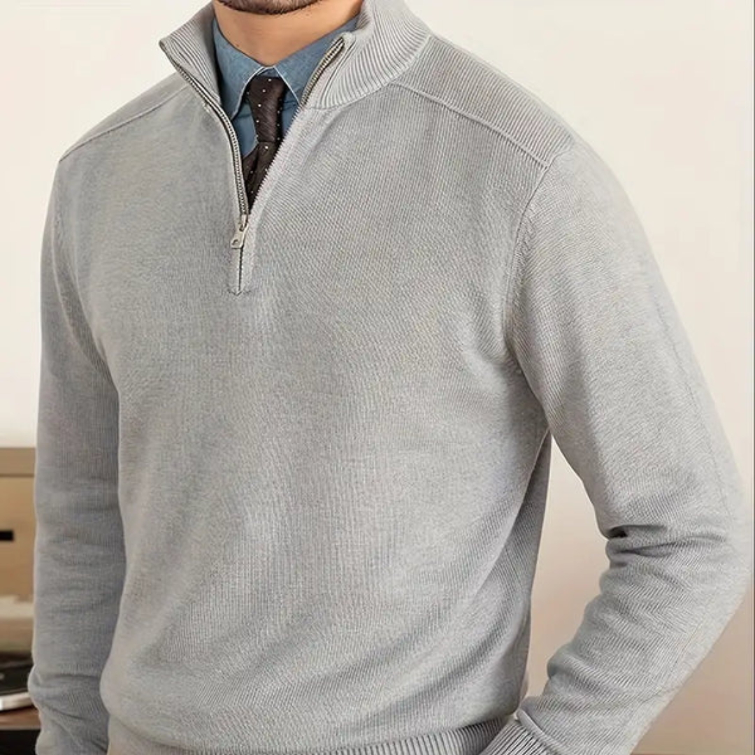 Men's Sweater | Half-Zip Design with High Collar