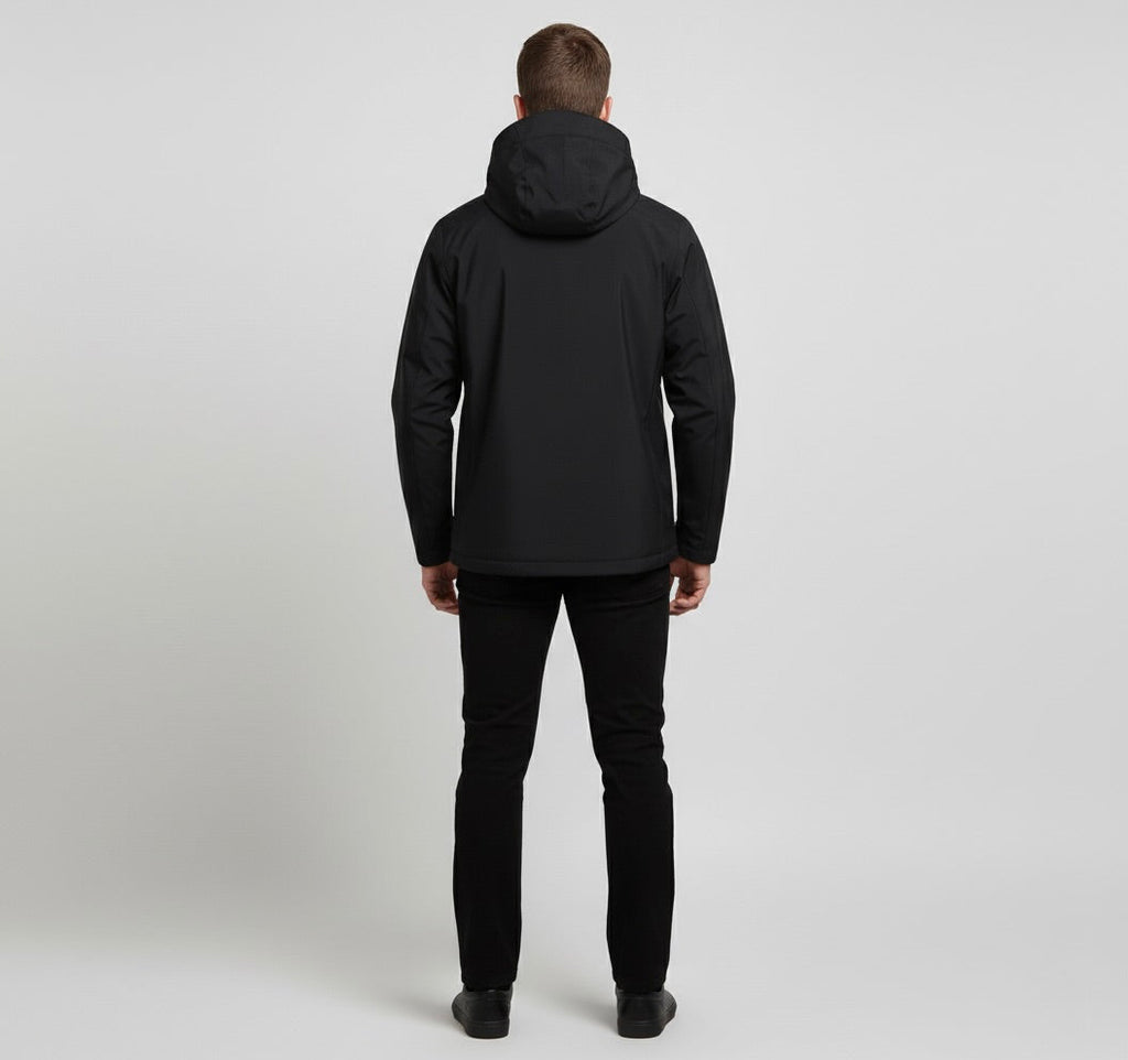 Black Softshell Full Zip Jacket for Men | Hip Length Outdoor Wear