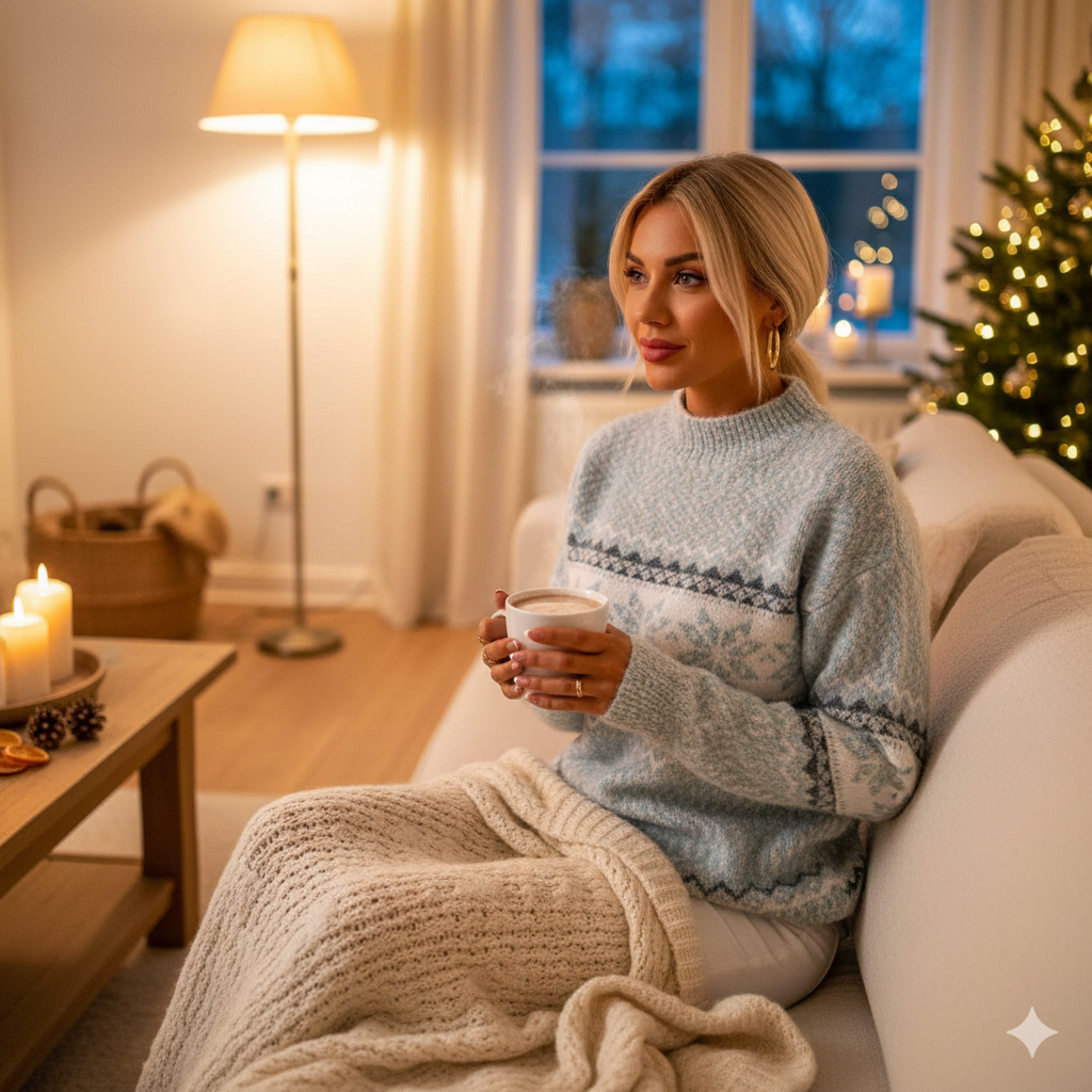 Women's Sweater | Loose Fit Long Sleeve Winter Knit Round Neck