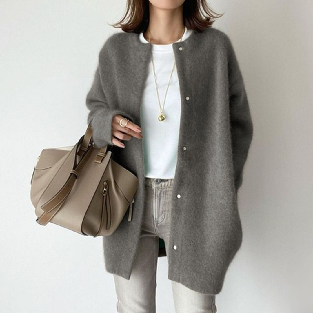 Women's Cardigan | Loose Fit Long Sleeve Round Neck