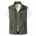 Green Lightweight Sleeveless Zip Front Utility Vest for Men | Casual Layer