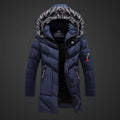 Men's Winter Coat | Long Style with Hood and Front Closure