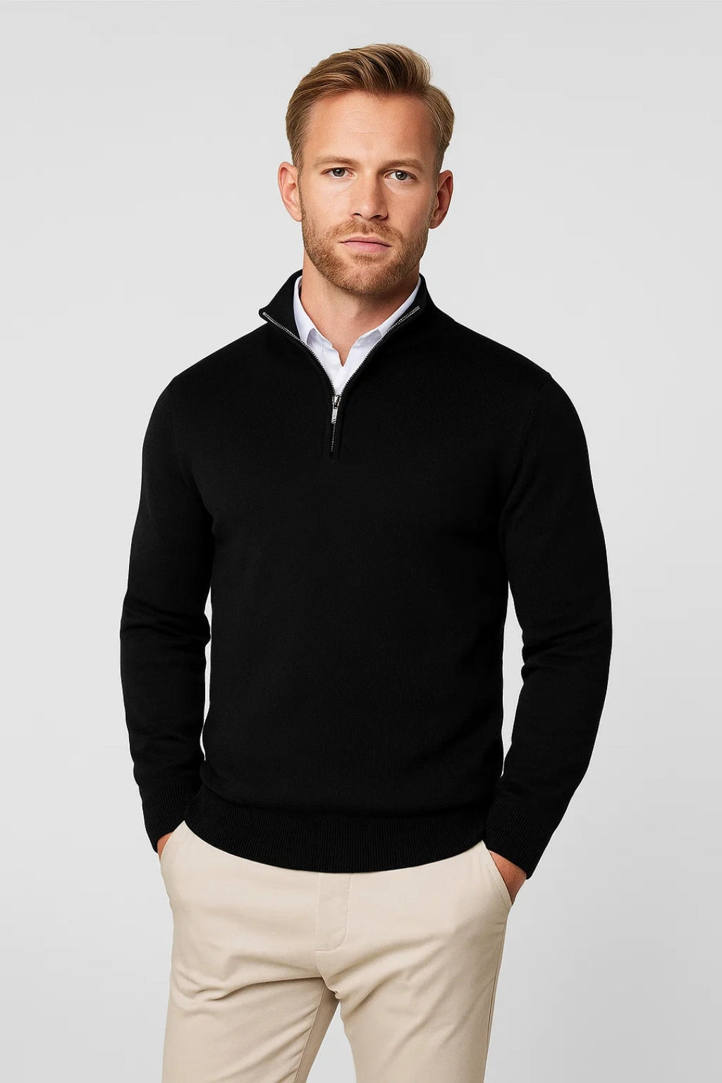 Knit High Collar Half Zip Winter Sweater for Men | Cold Weather Essential