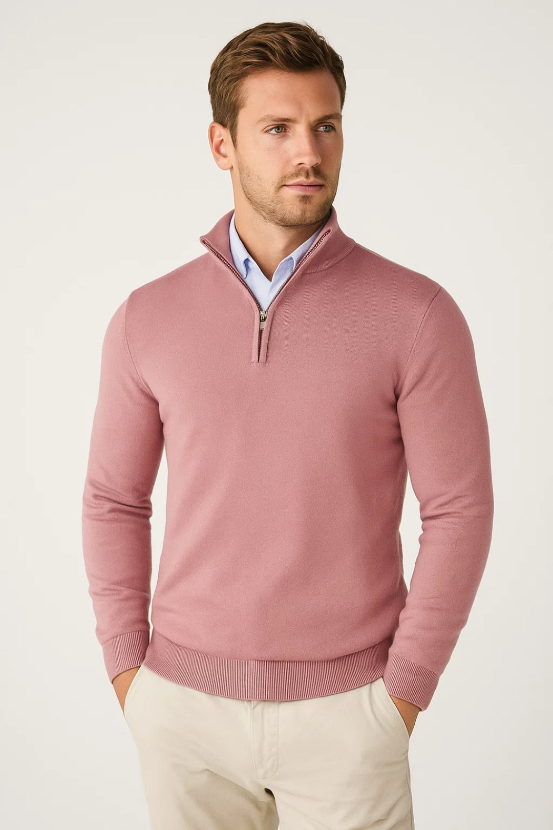Knit High Collar Half Zip Winter Sweater for Men | Cold Weather Essential
