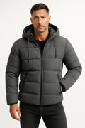 Cotton Blend Hooded Puffer Jacket for Men | Winter Outerwear