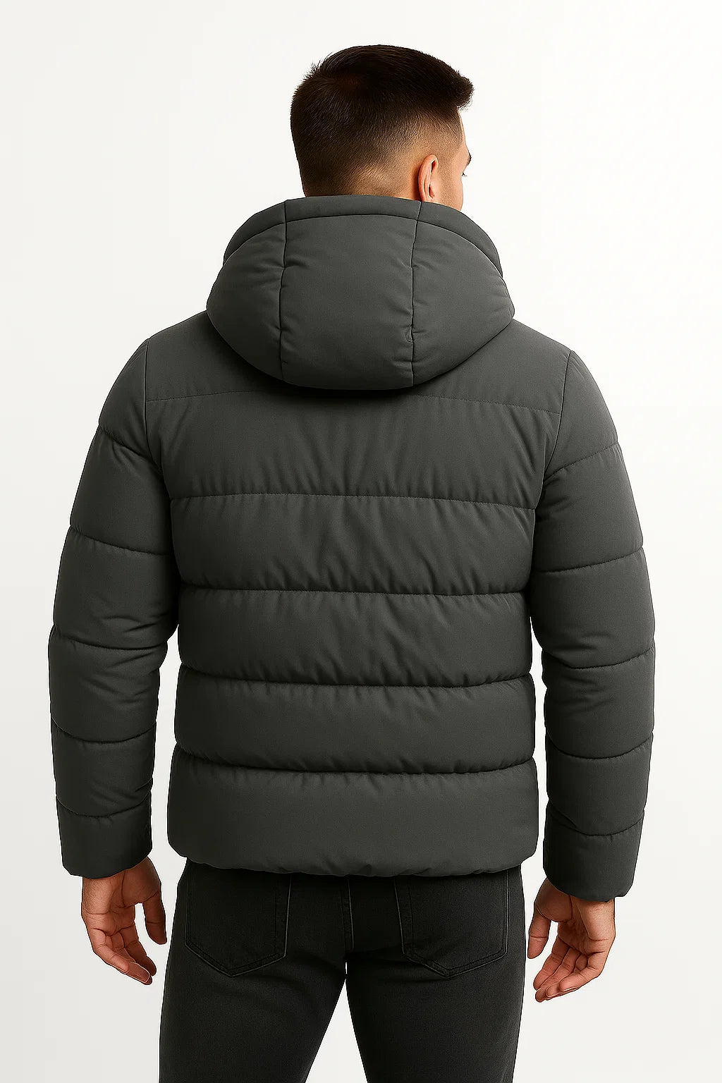 Cotton Blend Hooded Puffer Jacket for Men | Winter Outerwear