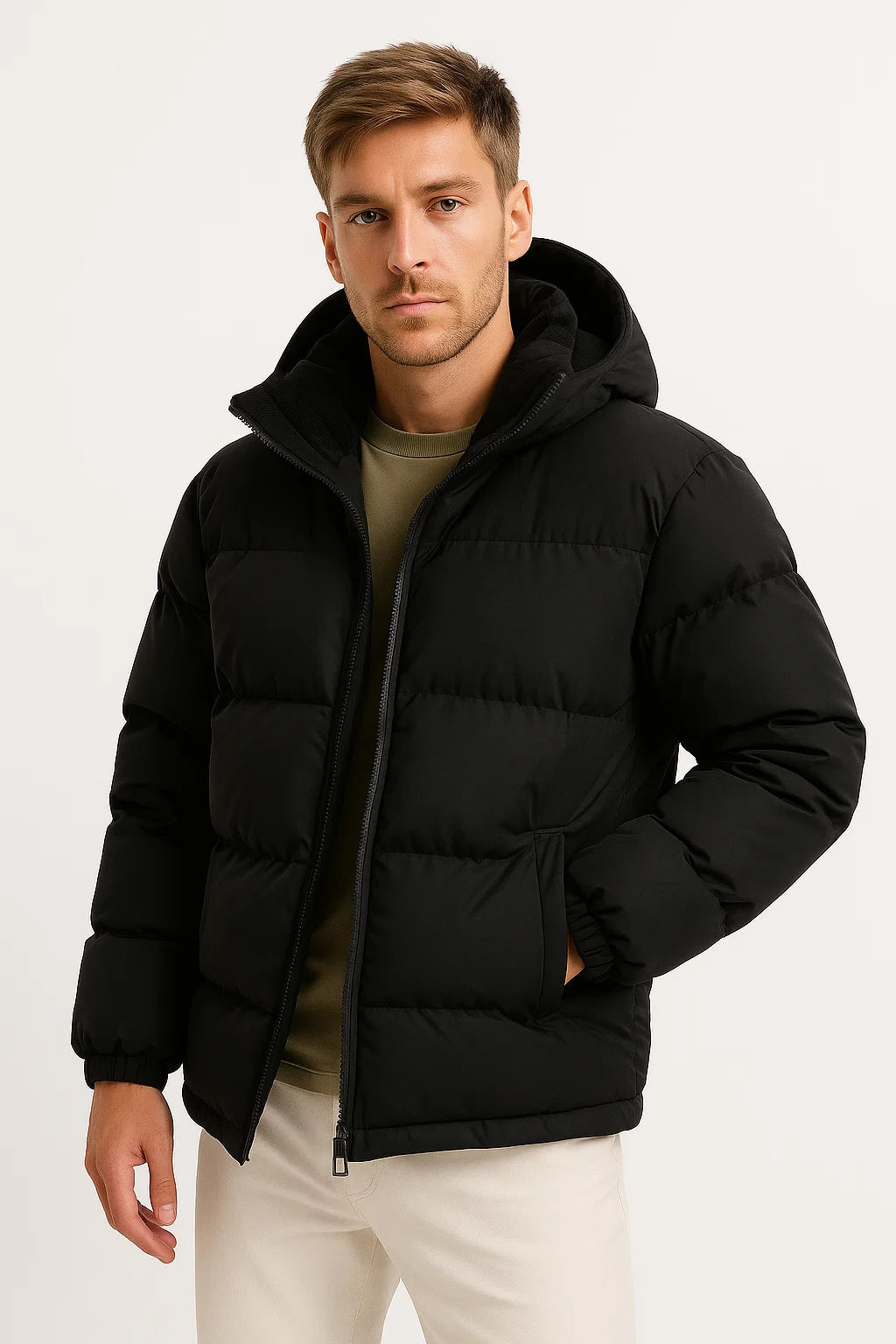Lightweight Padded Hooded Jacket for Men | Winter Outdoor Wear