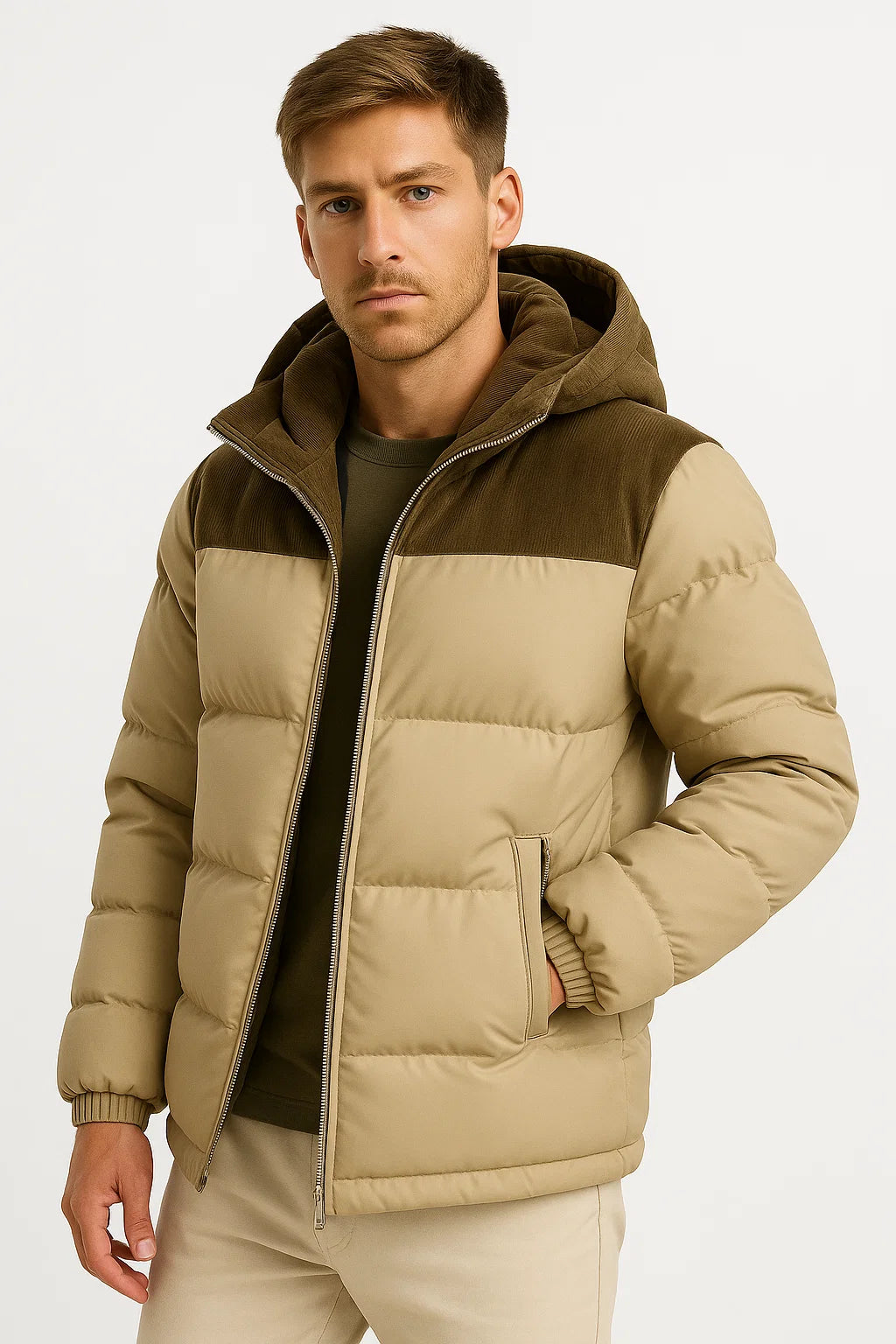 Lightweight Padded Hooded Jacket for Men | Winter Outdoor Wear
