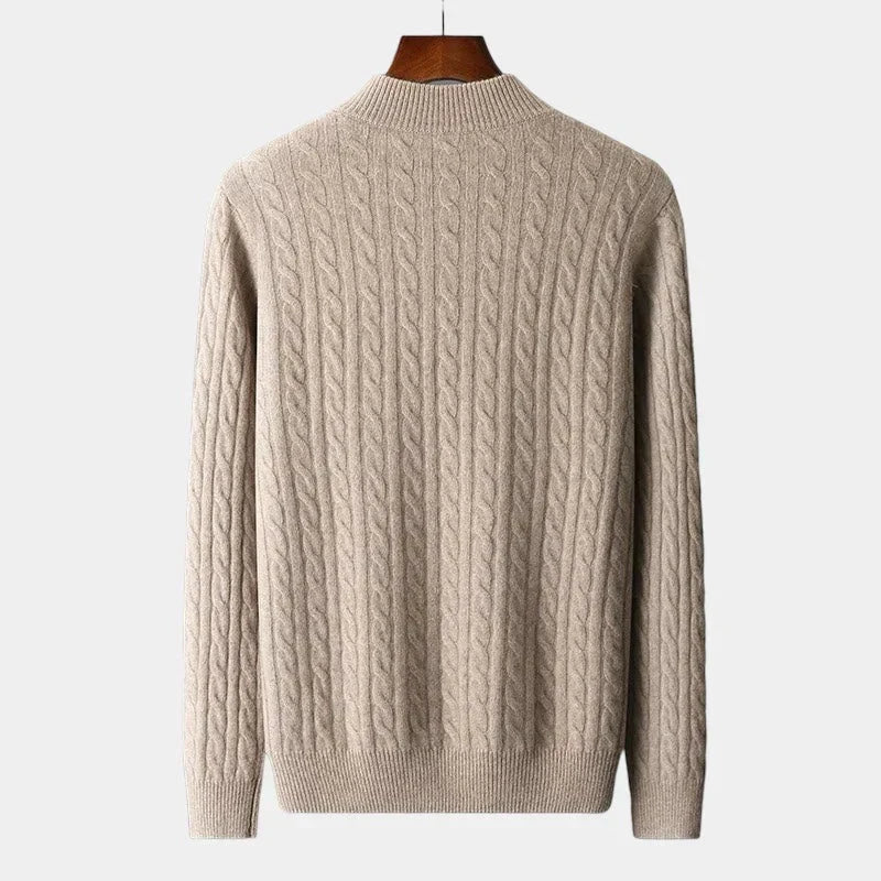 Men's Knitted Sweater | Short Zip Cable Knit