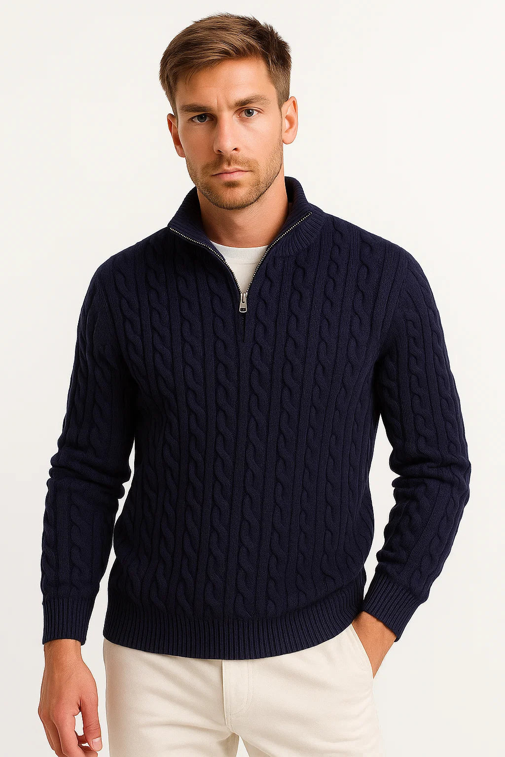 Men's Sweater | Cable Knit with Zipper