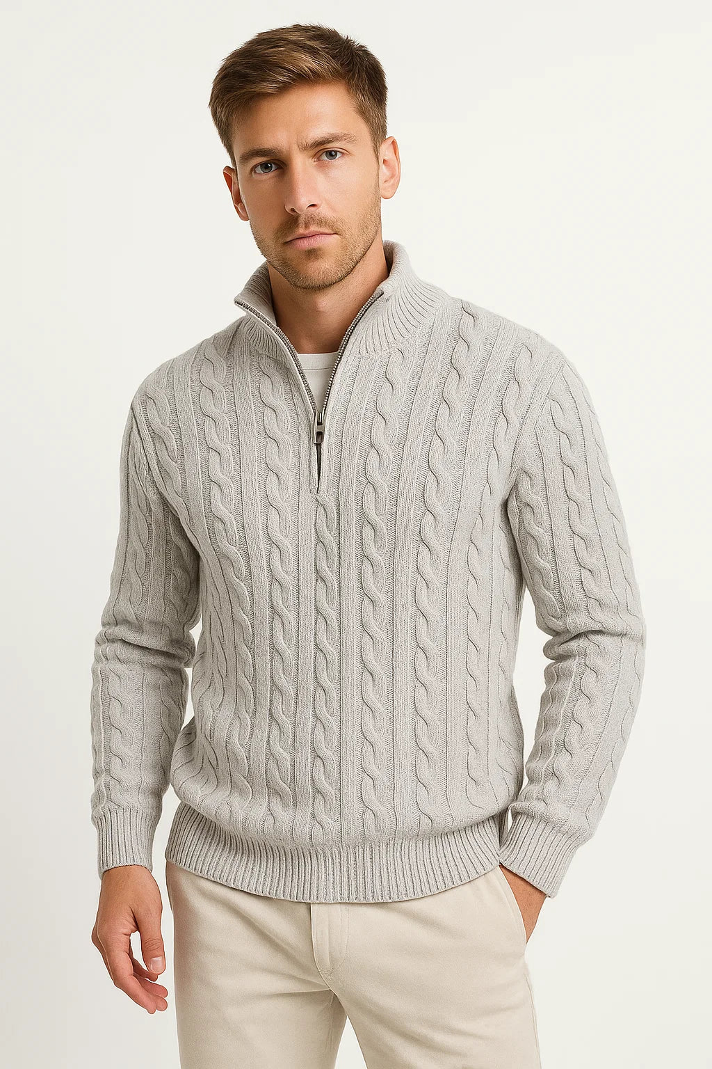 Men's Sweater | Cable Knit with Zipper