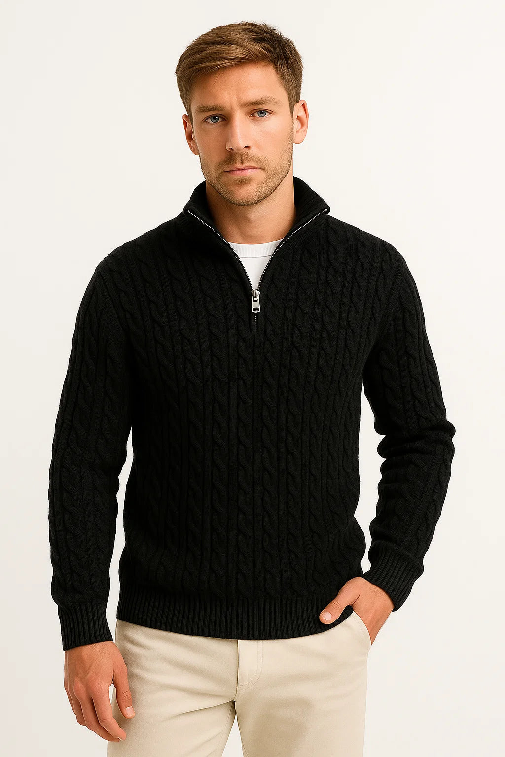 Men's Sweater | Cable Knit with Zipper