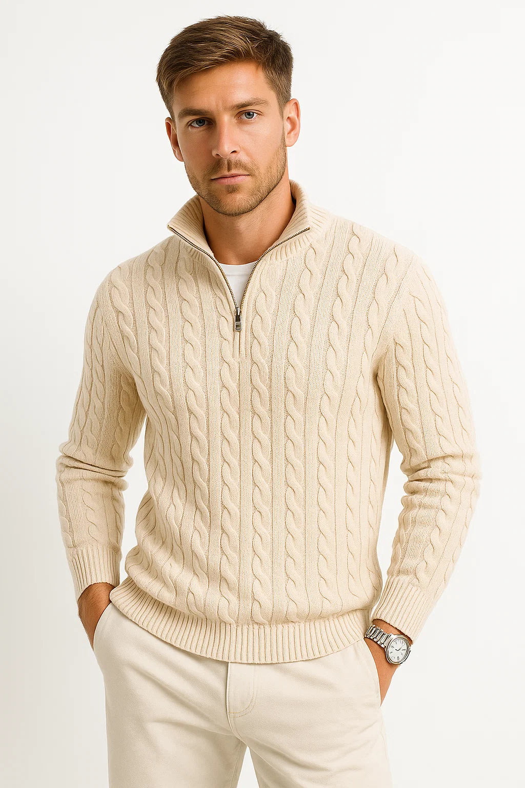Men's Sweater | Cable Knit with Zipper