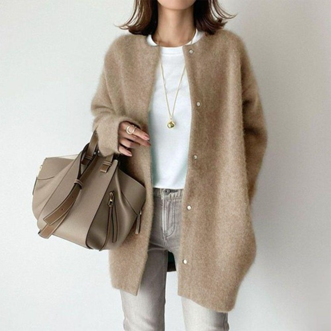 Women's Cardigan | Loose Fit Long Sleeve Round Neck