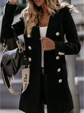 Double Breasted Button Front Regular Fit Coat for Women | Cold Weather Wear